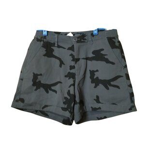 OCHENTA Women's Size 10 Gray/Black Camo Partial Elastic Waist Casual Shorts NEW